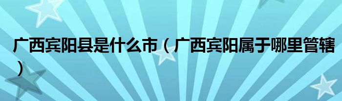 广西宾阳县是什么市（广西宾阳属于哪里管辖）