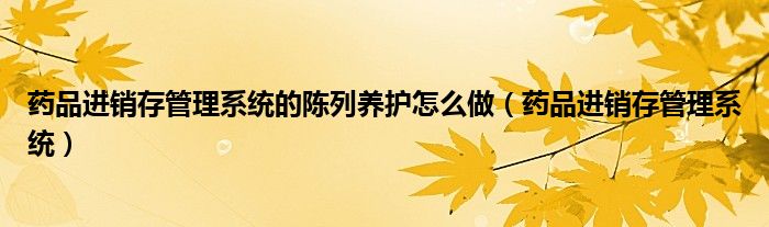 药品进销存管理系统的陈列养护怎么做（药品进销存管理系统）