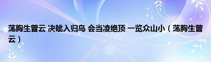 荡胸生曾云 决眦入归鸟 会当凌绝顶 一览众山小（荡胸生曾云）