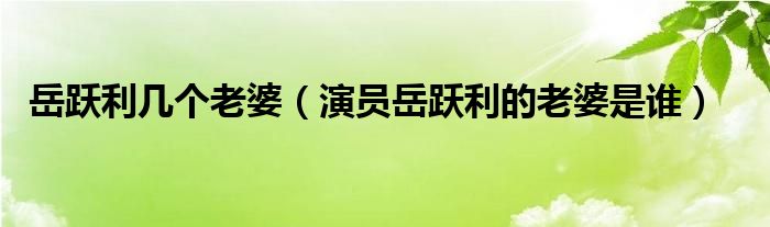 岳跃利几个老婆（演员岳跃利的老婆是谁）