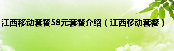 江西移动套餐58元套餐介绍（江西移动套餐）