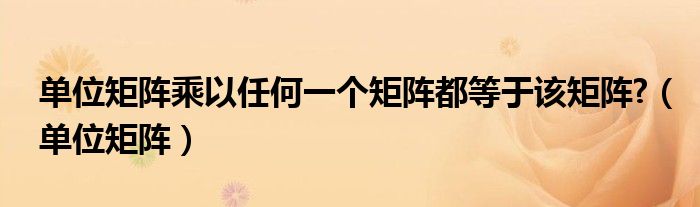 单位矩阵乘以任何一个矩阵都等于该矩阵?（单位矩阵）