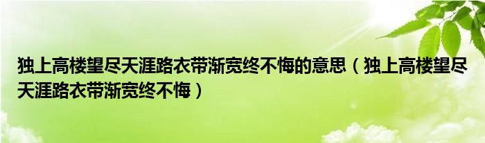 独上高楼望尽天涯路衣带渐宽终不悔的意思（独上高楼望尽天涯路衣带渐宽终不悔）