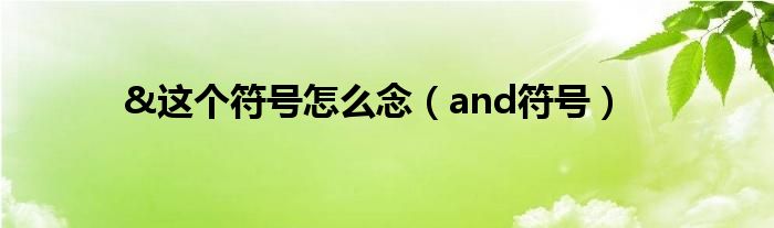 &这个符号怎么念（and符号）