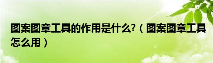 图案图章工具的作用是什么?（图案图章工具怎么用）