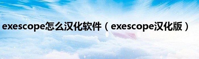 exescope怎么汉化软件（exescope汉化版）