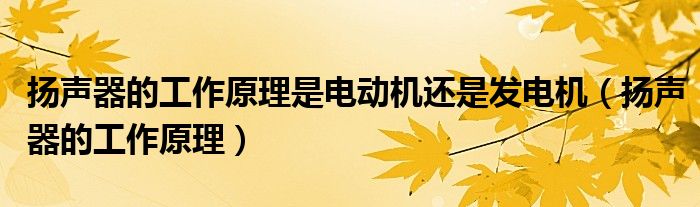 扬声器的工作原理是电动机还是发电机（扬声器的工作原理）