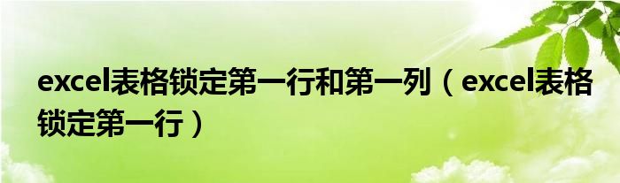 excel表格锁定第一行和第一列（excel表格锁定第一行）