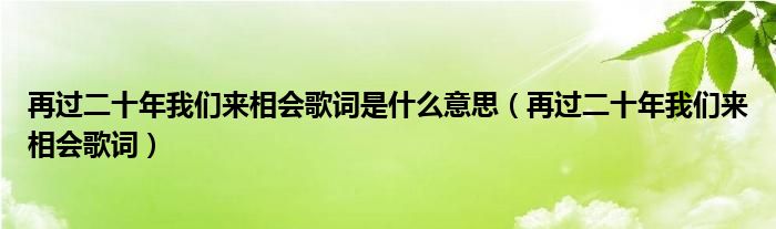 再过二十年我们来相会歌词是什么意思（再过二十年我们来相会歌词）