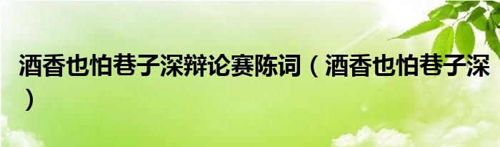 酒香也怕巷子深辩论赛陈词（酒香也怕巷子深）