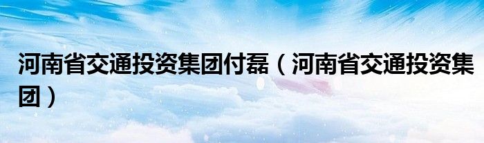 河南省交通投资集团付磊（河南省交通投资集团）