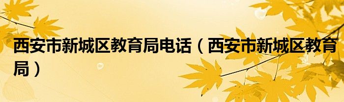 西安市新城区教育局电话（西安市新城区教育局）