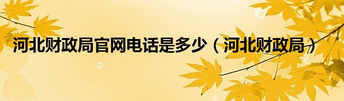 河北财政局官网电话是多少（河北财政局）