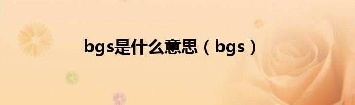 bgs是什么意思（bgs）