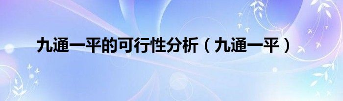 九通一平的可行性分析（九通一平）