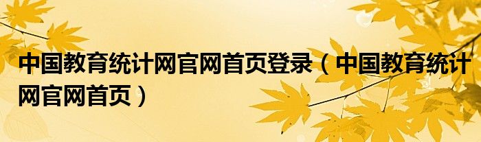 中国教育统计网官网首页登录（中国教育统计网官网首页）