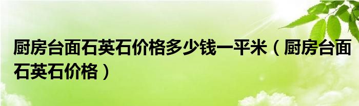 厨房台面石英石价格多少钱一平米（厨房台面石英石价格）