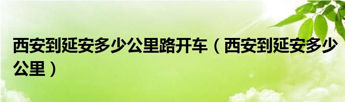 西安到延安多少公里路开车（西安到延安多少公里）