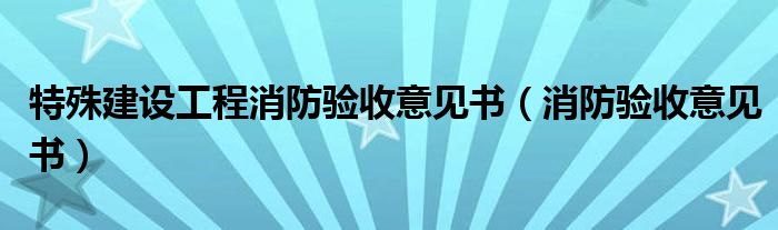 特殊建设工程消防验收意见书（消防验收意见书）