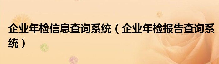 企业年检信息查询系统（企业年检报告查询系统）