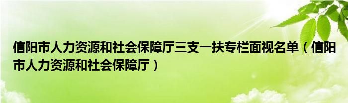 信阳市人力资源和社会保障厅三支一扶专栏面视名单（信阳市人力资源和社会保障厅）