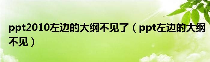 ppt2010左边的大纲不见了（ppt左边的大纲不见）