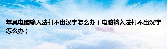 苹果电脑输入法打不出汉字怎么办（电脑输入法打不出汉字怎么办）