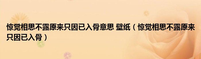 惊觉相思不露原来只因已入骨意思 壁纸（惊觉相思不露原来只因已入骨）