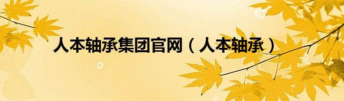 人本轴承集团官网（人本轴承）