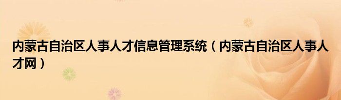 内蒙古自治区人事人才信息管理系统（内蒙古自治区人事人才网）