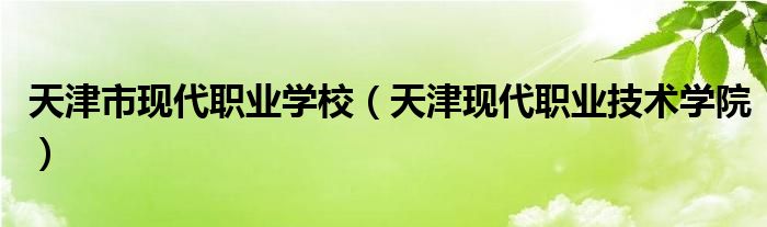 天津市现代职业学校（天津现代职业技术学院）