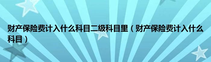 财产保险费计入什么科目二级科目里（财产保险费计入什么科目）