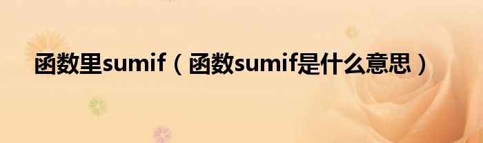 函数里sumif（函数sumif是什么意思）