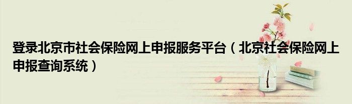 登录北京市社会保险网上申报服务平台（北京社会保险网上申报查询系统）