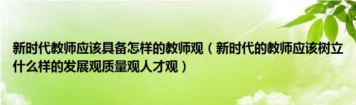 新时代教师应该具备怎样的教师观（新时代的教师应该树立什么样的发展观质量观人才观）