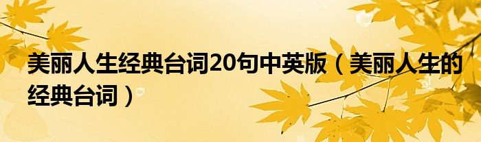 美丽人生经典台词20句中英版（美丽人生的经典台词）