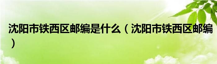 沈阳市铁西区邮编是什么（沈阳市铁西区邮编）