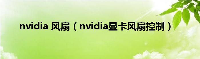 nvidia 风扇（nvidia显卡风扇控制）