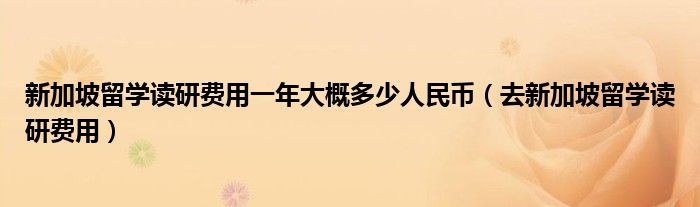 新加坡留学读研费用一年大概多少人民币（去新加坡留学读研费用）