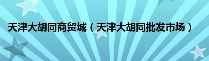 天津大胡同商贸城（天津大胡同批发市场）