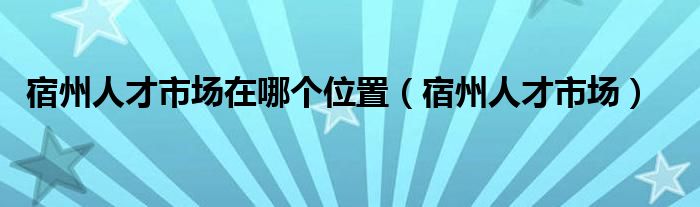 宿州人才市场在哪个位置（宿州人才市场）