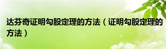 达芬奇证明勾股定理的方法（证明勾股定理的方法）