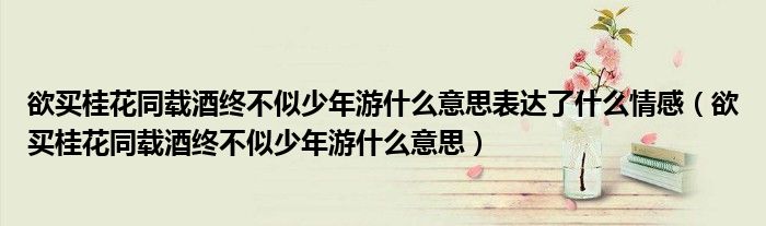 欲买桂花同载酒终不似少年游什么意思表达了什么情感（欲买桂花同载酒终不似少年游什么意思）