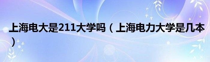 上海电大是211大学吗（上海电力大学是几本）