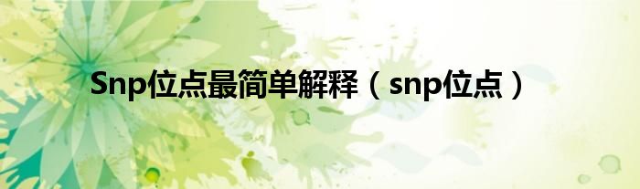 Snp位点最简单解释（snp位点）