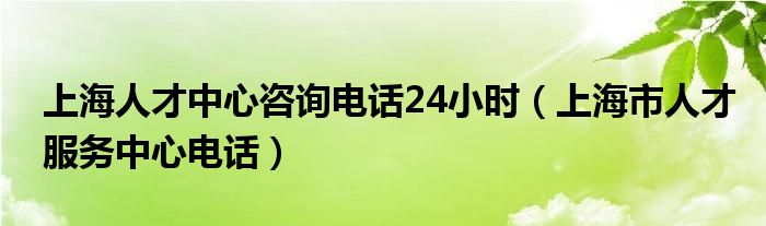 上海人才中心咨询电话24小时（上海市人才服务中心电话）