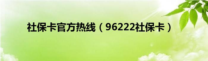 社保卡官方热线（96222社保卡）