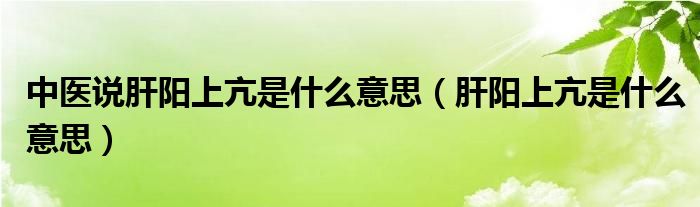 中医说肝阳上亢是什么意思（肝阳上亢是什么意思）