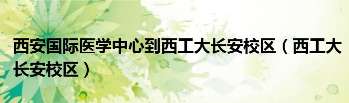 西安国际医学中心到西工大长安校区（西工大长安校区）