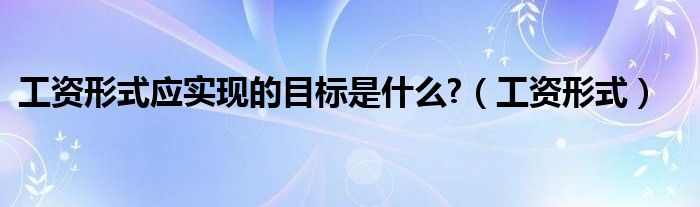 工资形式应实现的目标是什么?（工资形式）